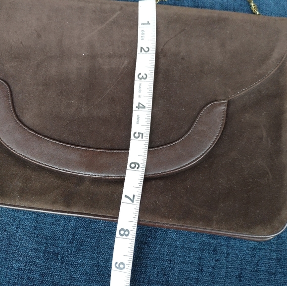 Francois Brown Vintage Suede Bag Clutch With Mirror - Picture 14 of 14